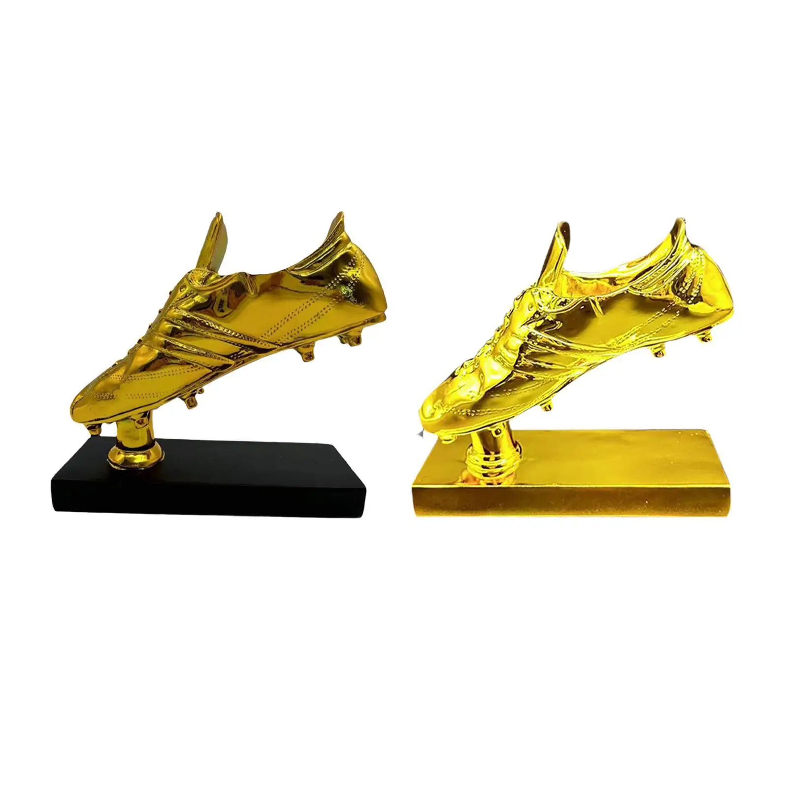 Golden Boot Soccer Trophy Sculpture Collectible Shoe Crafts Figurine Resin Trophy for Living Room Home Decor Cabinet Entrance