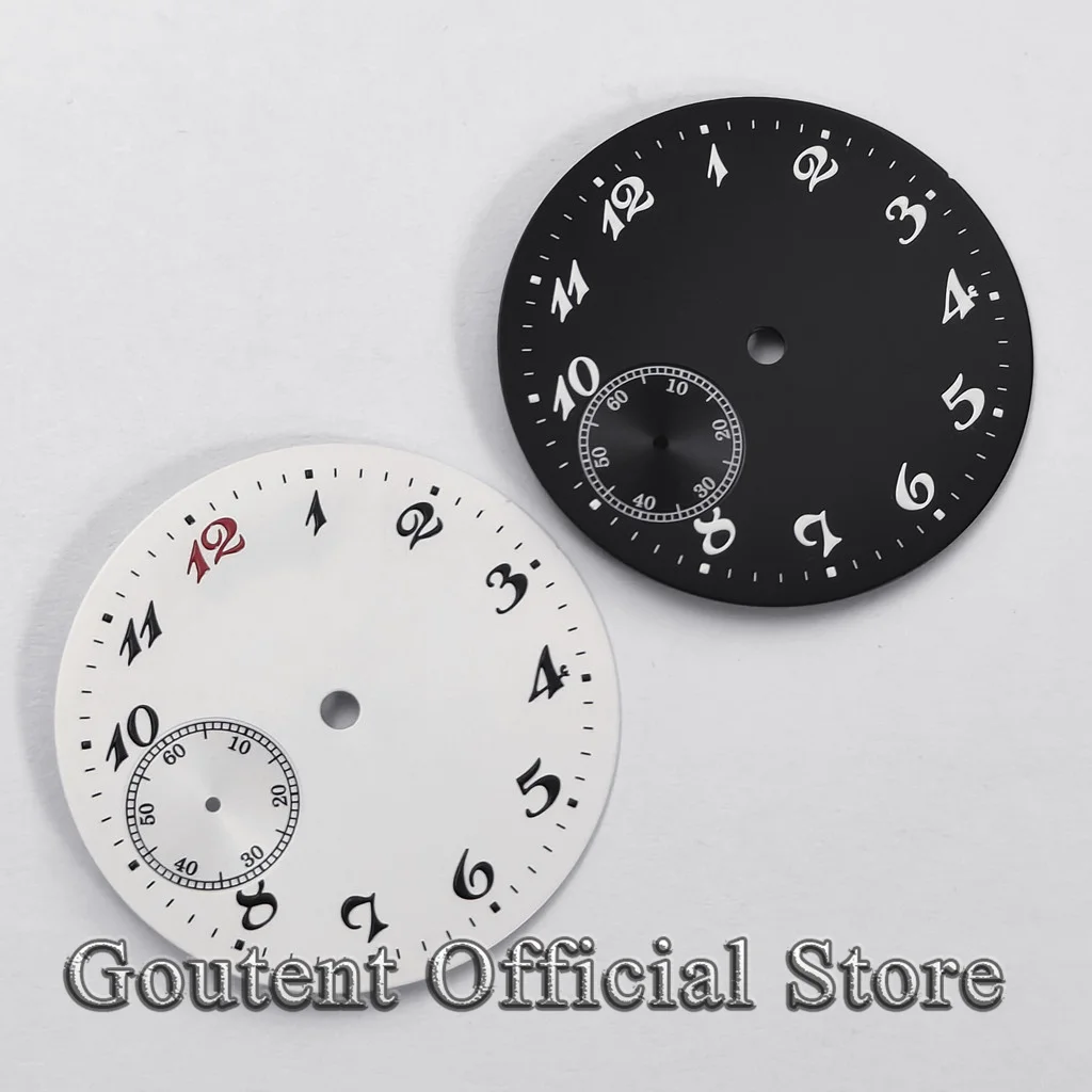 Goutent New 37mm Black And White Watch Dial Green Luminous Fit ETA 6497 ST3600 Movement Mechanical Watch Repair Parts