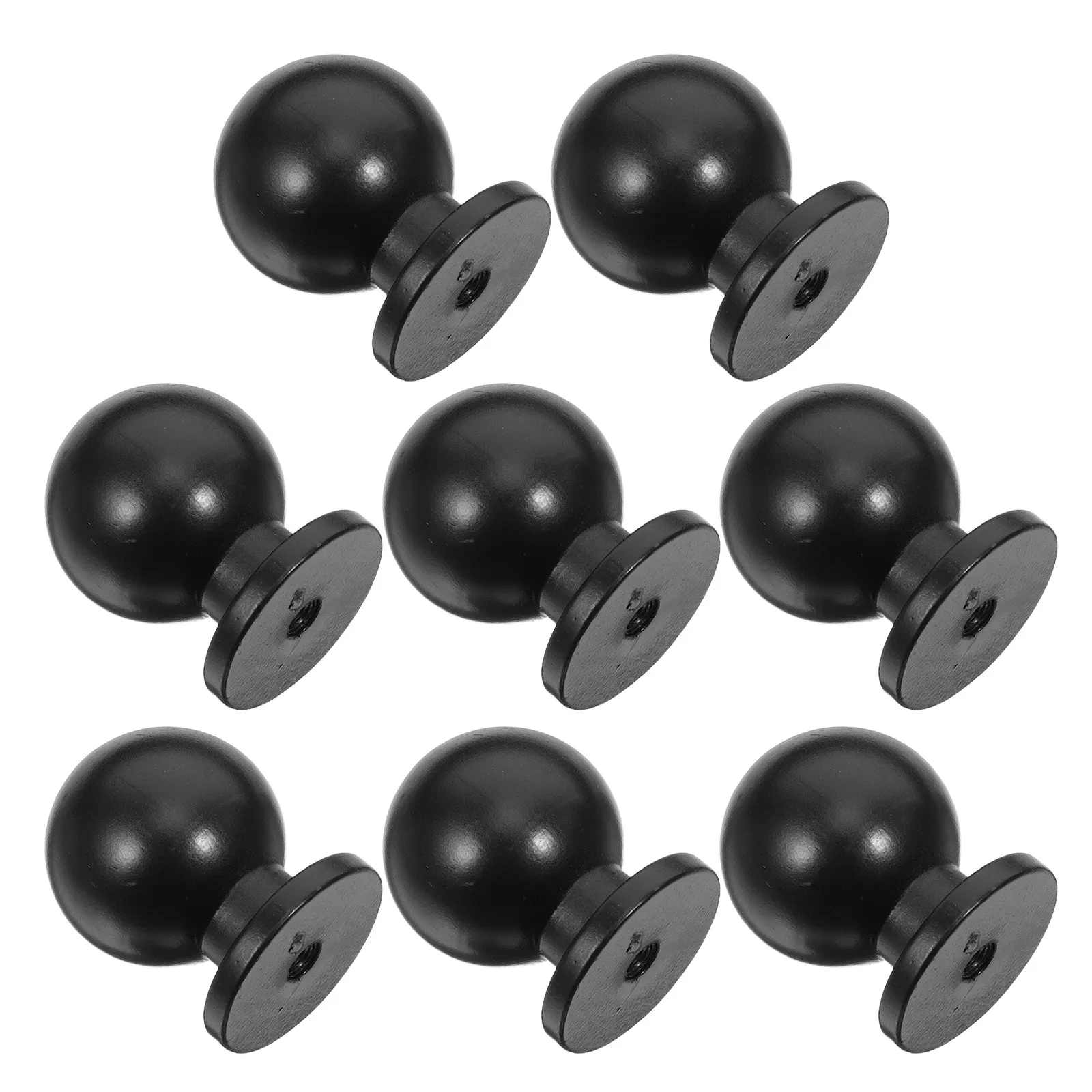 8Pcs Round Ball Cabinet Handles Matte Black Plastic Single Hole Wardrobe Drawer Pulls Kitchen Bathroom Dresser Knobs Furniture
