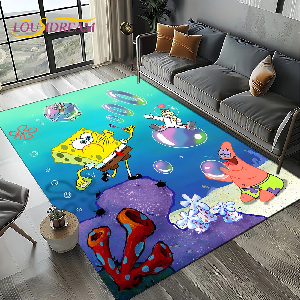 HD Funny S-SpongeBob Patrick Star Cartoon Rug Carpet for Living Room Bedroom Home Decor,Non-slip Decoration for Sofa Doormat Kid