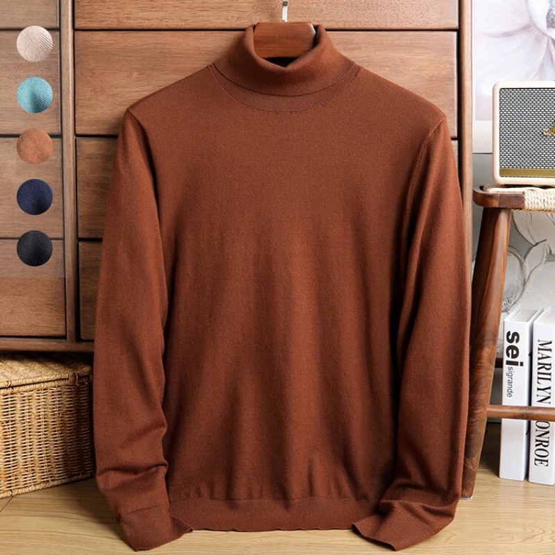 

New Autumn Winter 2023 Men's Fashionable and Retro Turtleneck Knit Sweater Made of Anti-pilling Velvet Perfect for Layering