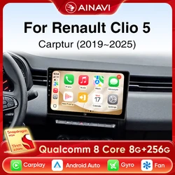 Ainavi Car Radio For Renault Clio 5 Captur 2 2020 2021 2022 2023 2024 Wireless Carplay Android Auto HD Car Multimedia 4G Wifi BT