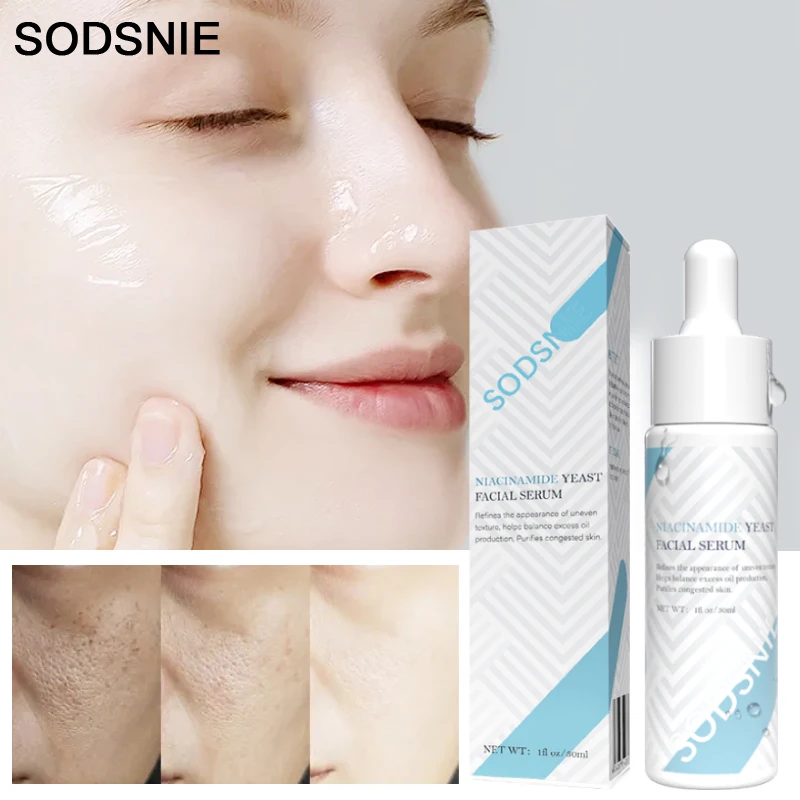 Face Serum Moisturizing Hydrating Anti-Aging Whitening Lighten Fine Lines Pores Repair Rough Niacinamide Yeast Skin Care 30ml