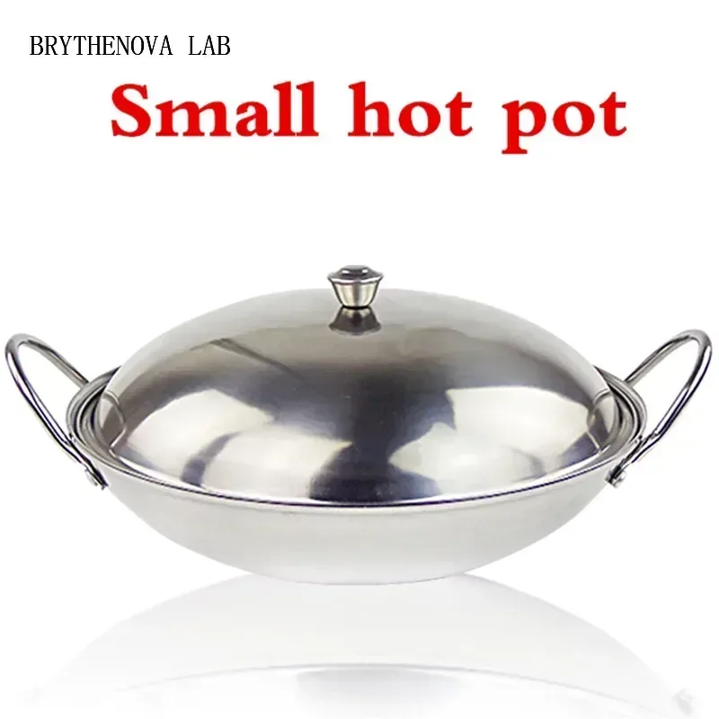 Round flat bottom Stainless steel small hot pot thick dry Alcohol Pot Furnace Buffet Alcohol Mini Chafing Dish Stove Soup Pan