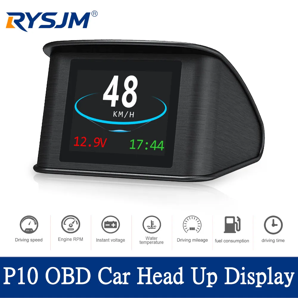 

New P10 OBD2 Auto Scanner HUD Display On-board Computer Temperature Consumption Speedometer Gauge OBD ll with Overspeed Alarm