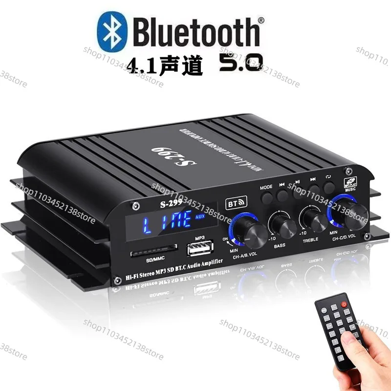 4.1 Channel New Bluetooth Usb Card Subwoofer Home Car Amplifier S-299