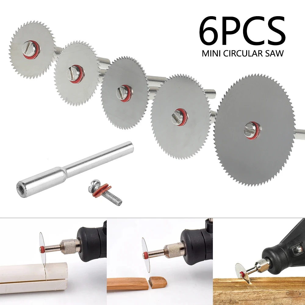 6Pcs Stainless Steel Circular Saw Blade Universal Cutting Wheel Set Rotary Tool Accessories Quick Cutting Disc for Wood PVC Pipe
