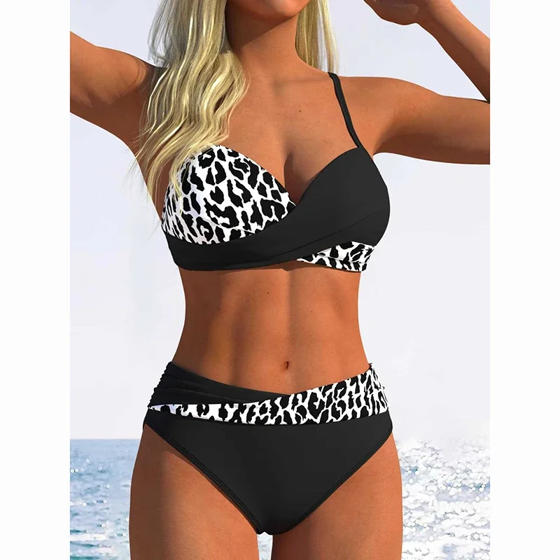 2026 Women's Split Bathing Suit Leopard Print Spaghetti Strap High Waist Bikini Set Two Piece Swimwear 2026 Summer Beach Sexy Bi
