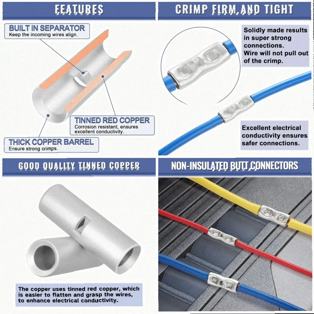 Brass Crimp Connectors Wire Connectors For Complex Wiring Projects Tinned Copper Material Built-in Wire Separator