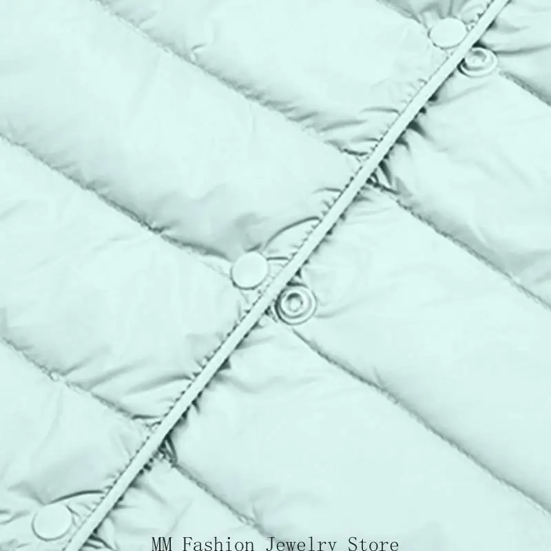 Damen-Daunenweste, leicht, kragenlos, Outdoor-Daunen-Kurzjacke, ärmellos, Knopf, warme Steppjacke D0UB