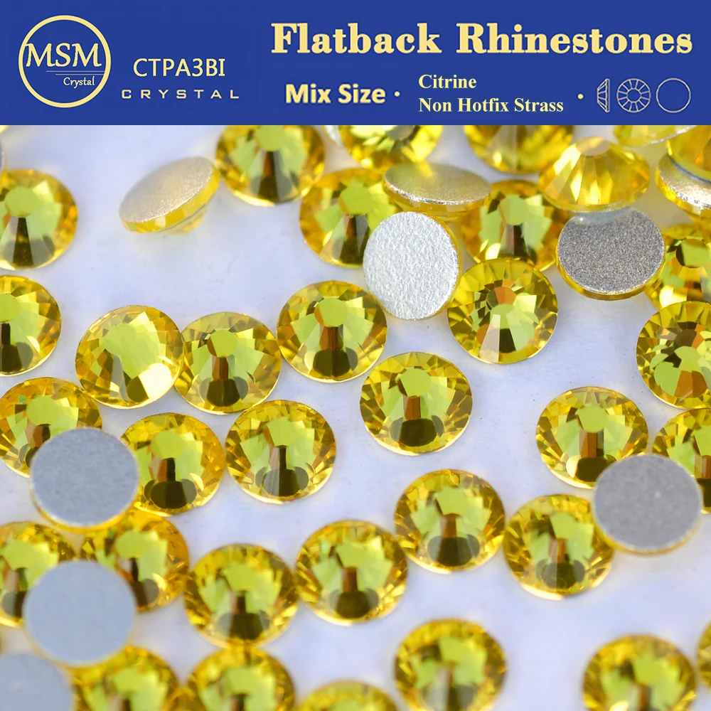 Citrine Crystal Flatback Rhinestones 3D Nail Art Garment Decorations Non Hotfix DIY Gems Glass Strass Elements