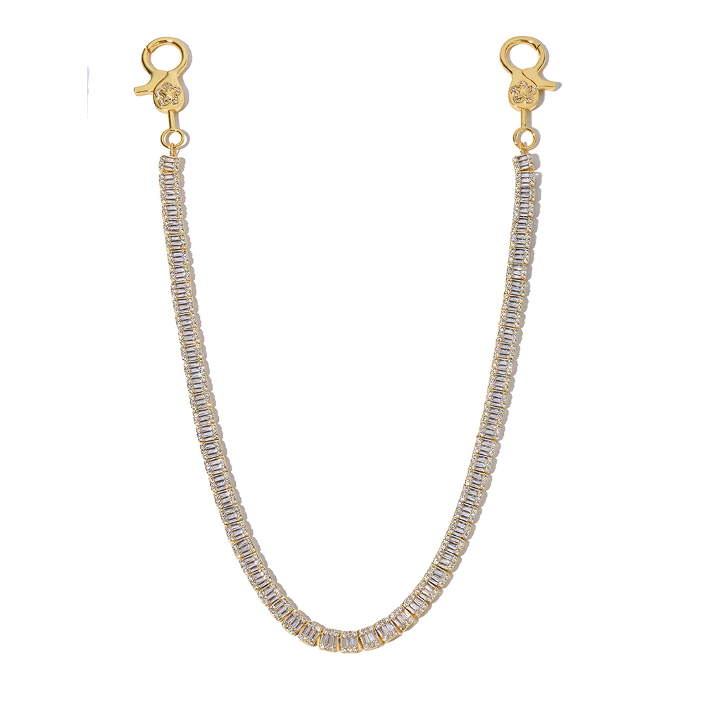 NY Hot Style Luxury Rock Sugar Tennis Chain Miami Baguette Round Zircon Mixed Inlay Chain for Men Hip Hop Pants Chain