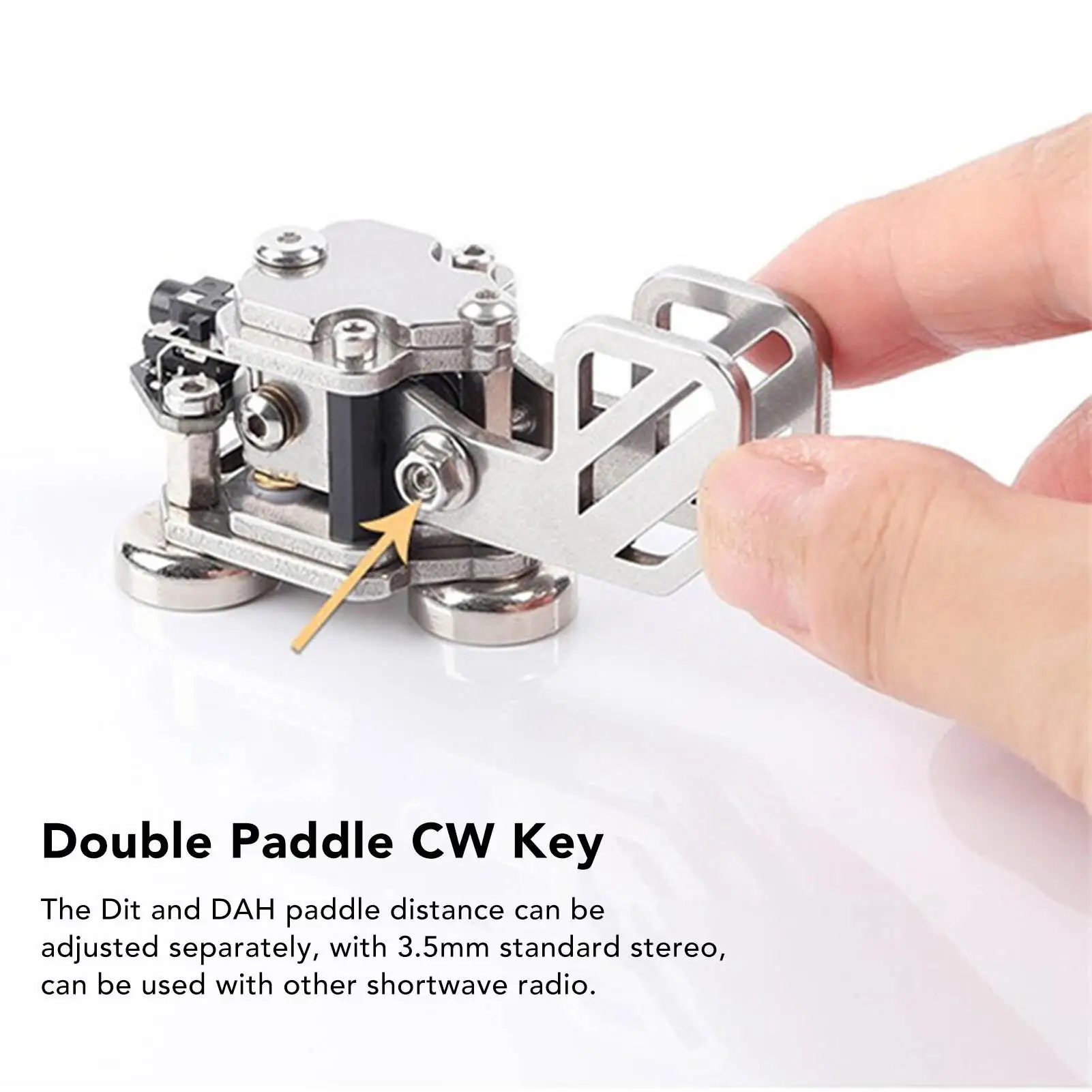 Rustproof Mini CW Key Double Paddle Morse Key with 3.5mm Cable - Left/Right Hand Switch for shortwave Radio