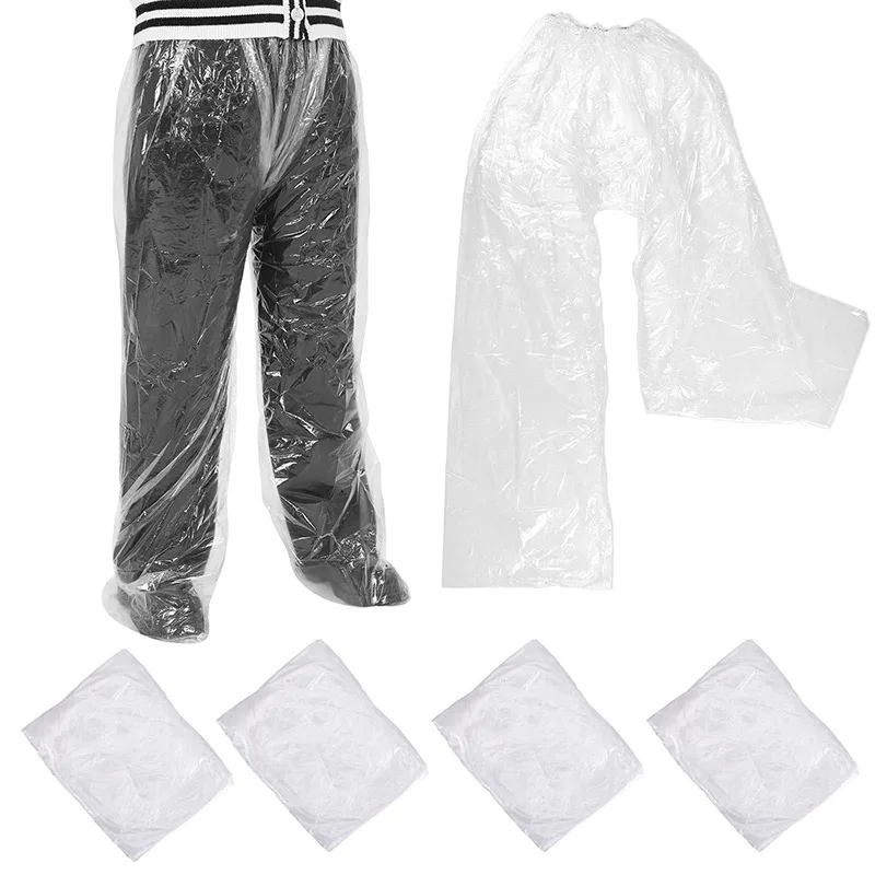 5/10 PCS Disposable Raincoat Pants Portable Splash Proof Split Raincoat Outdoor Travel Drifting Cycling Feet-wrapped Rain Pants