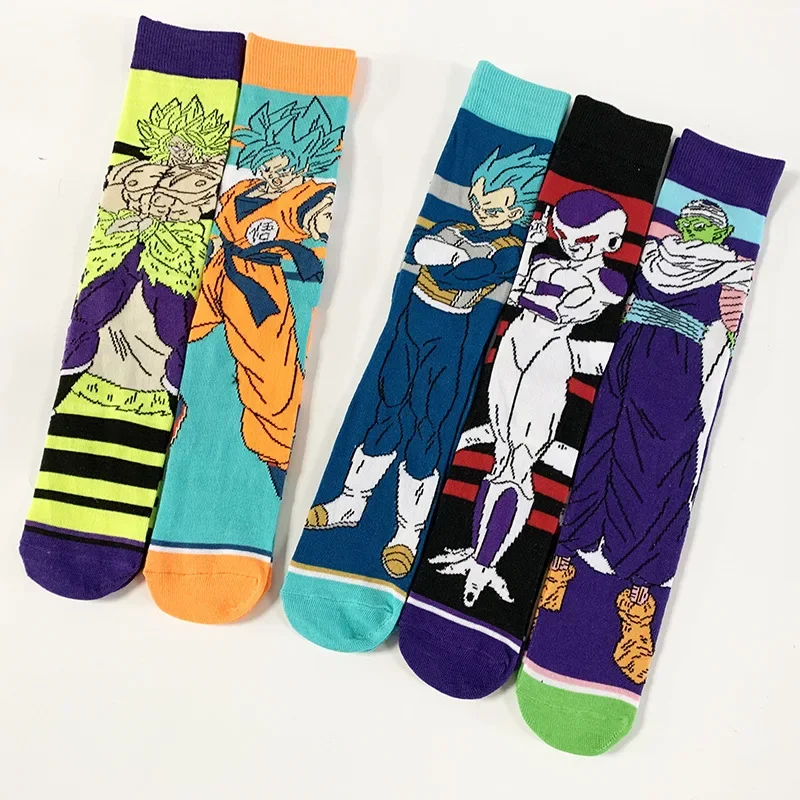 Calcetines de algodón con estampado de Dragon Ball, medias largas de Anime, Son Goku, Vegeta, Hip Hop, informales, transpirables, para monopatín, regalo de vacaciones, 1 par