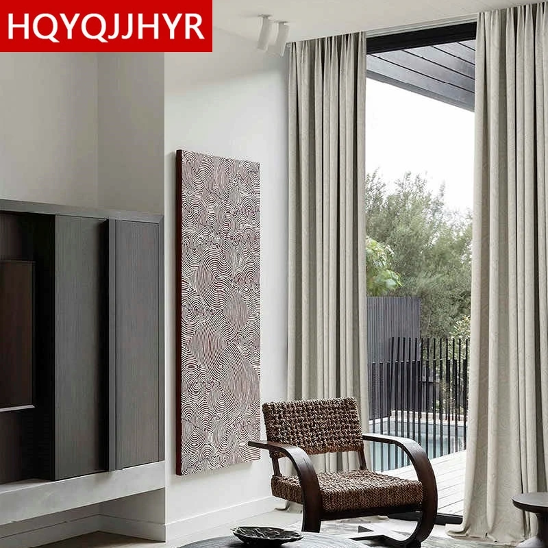 

HQYQJJHYR Modern High-quality Thick Jacquard Custom Curtains for Villa Living Room Bedroom Kitchen Blackout Curtains