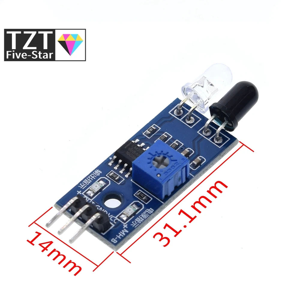 Picture 3: TZT Smart Electronics Smart Car Robot Reflective Photoelectric 3pin IR Obstacle Avoidance Detection Module For Arduino DIY KIT