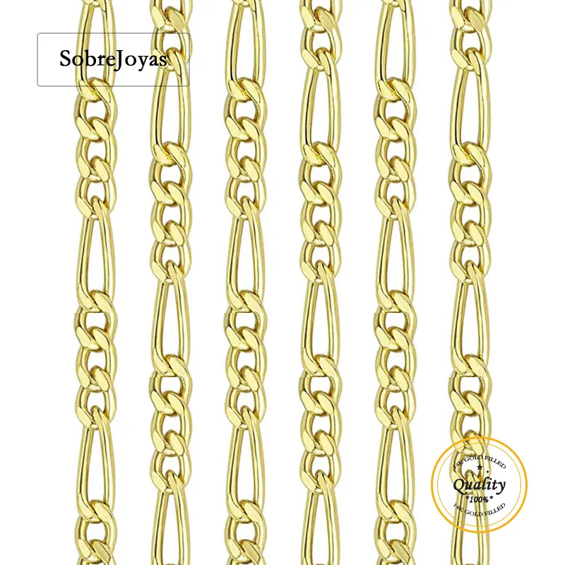 

Цепочка Фигаро с 14-каратным золотом, 2,4 мм, 3 + 1 Footage, незавершенная оптовая продажа, оптом для изготовления ювелирных изделий своими руками, цепочка