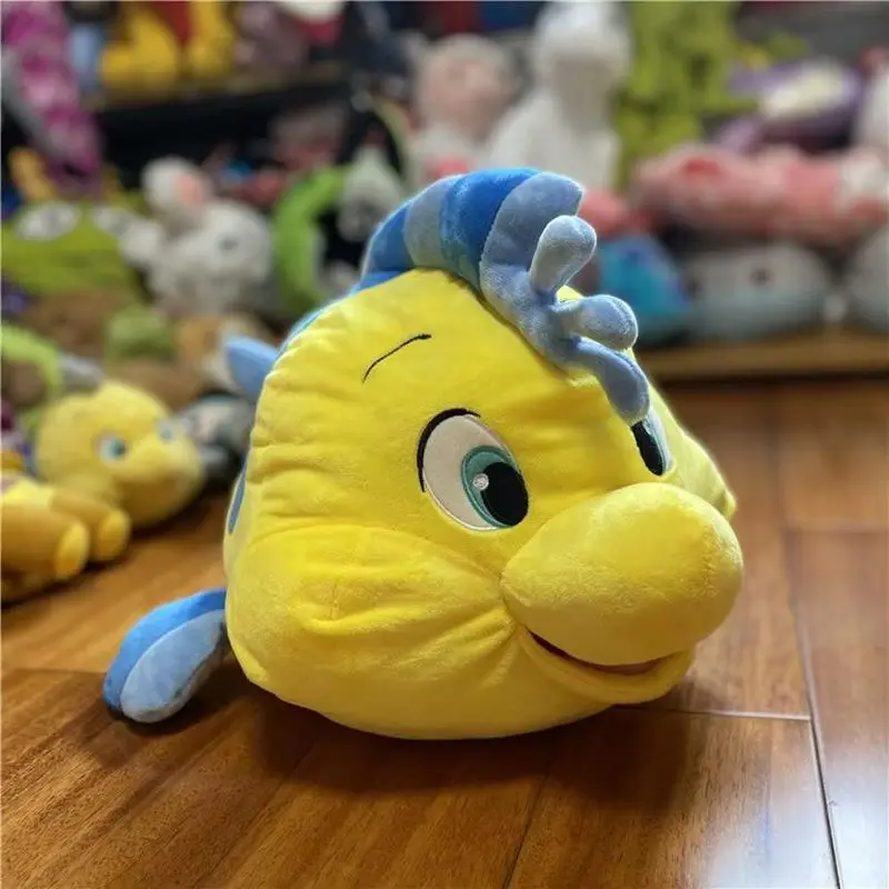 

Hot 35cm/45cm Disney Flounder Ariel The Little Mermaid Princess Plush Stuffed Dolls Kawaii Cartoon Chubby Pillow For Girl Gift