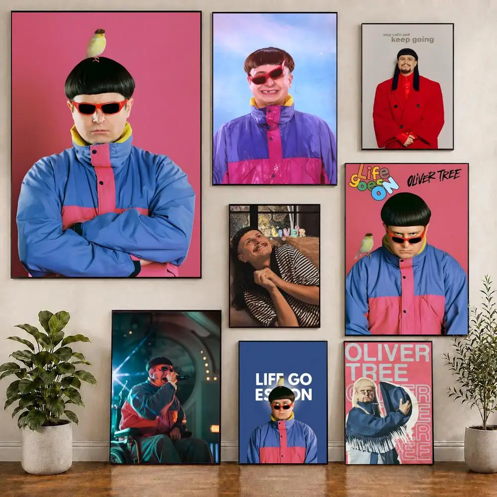 O-Oliver Tree Singer Poster Self-adhesive Living Room Bedroom Party Bar Decor Moisture-proof Fade-resistant HD