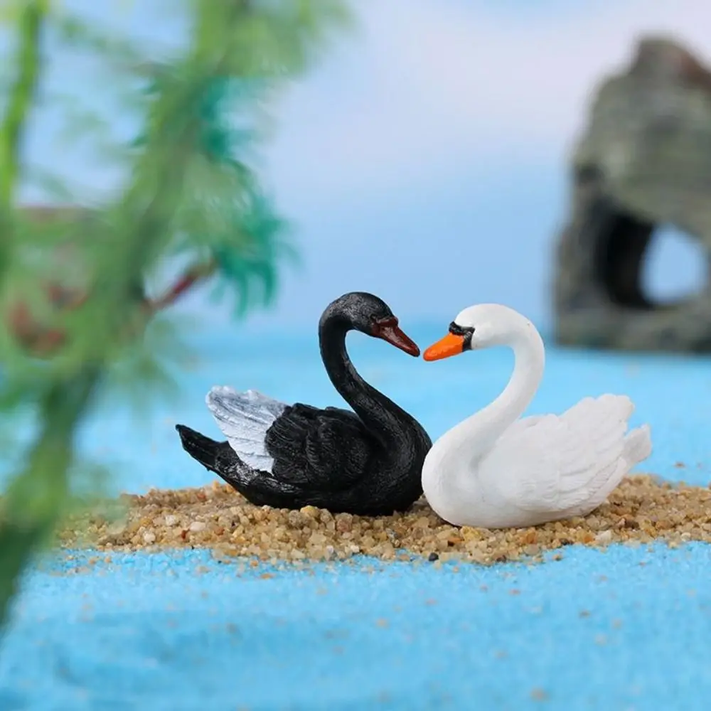 Cartoon Craft Swan Miniatures Cute Animal Goose Model DIY Lover Swan Ornaments Decor Accessories