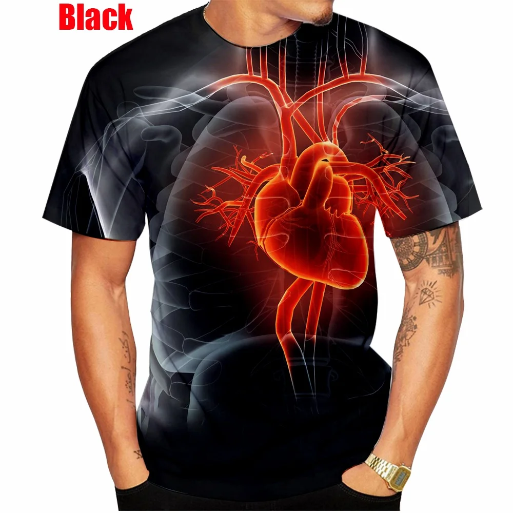 Novelty Fashion 3d Printed Funny T Shirt Human Organ Heart Creative Unisex Casual Fashion T-shirt Top