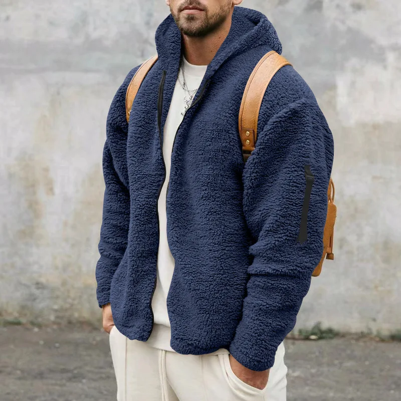 Veste à capuche en velours côtelé double face pour homme, sweat-shirt chaud, tenue décontractée, automne et hiver, 2023