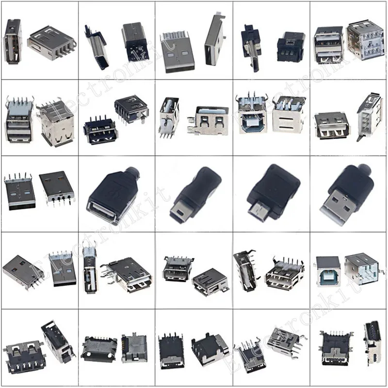 119 قطعة/مجموعة مجموعة موصل مقبس USB مايكرو USB ذكر أنثى مع مجموعة متنوعة من البلاستيك #4