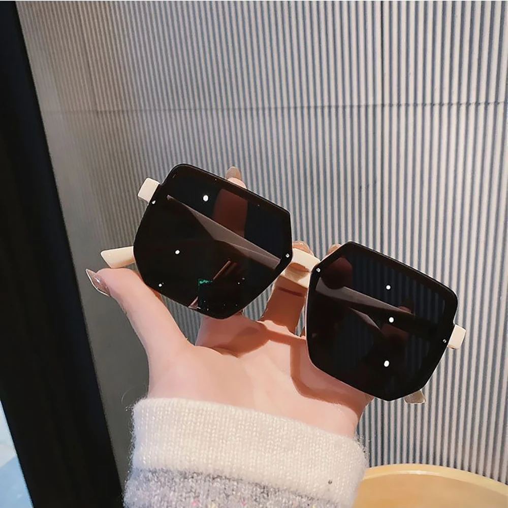 Vintage Frauen Große Rahmen Quadrat Sonnenbrille Männer Luxus Sonnenbrille Marke Design Trendy Brillen UV400 Shades Fahren Goggle – Detail 7