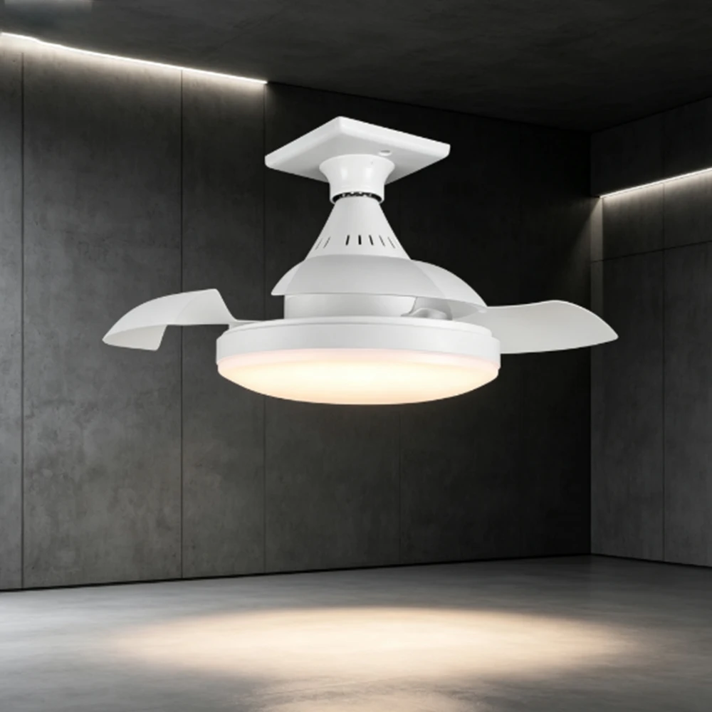 LED 48W Fan Light Ceiling Fan Light E27 Screw Mute Remote Control APP Dimmable For Living Room Bedroom Study Hotel Hanging Fan