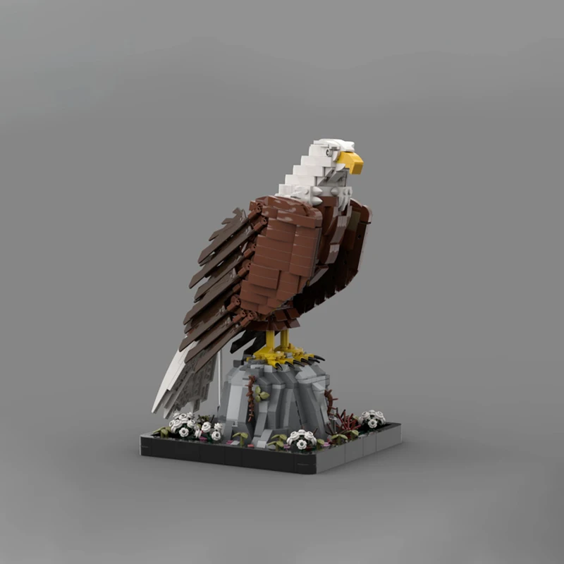 MOC-161001 Creative MOC White Headed Eagle Building Block Collection Display Animal Model DIY Assembly Brick Toy Children's Gift