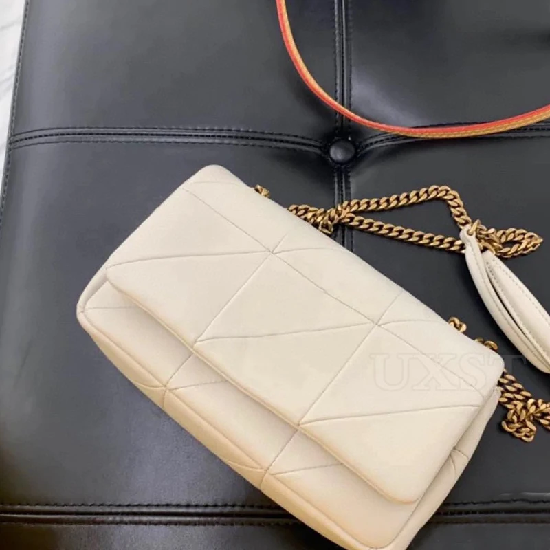 UXST White Chain Bag Luxury Cowhide Texture Shoulder Armpit Bag 2024 Fashion Banquet Elegant Crossbody Small Square Bag Ladies