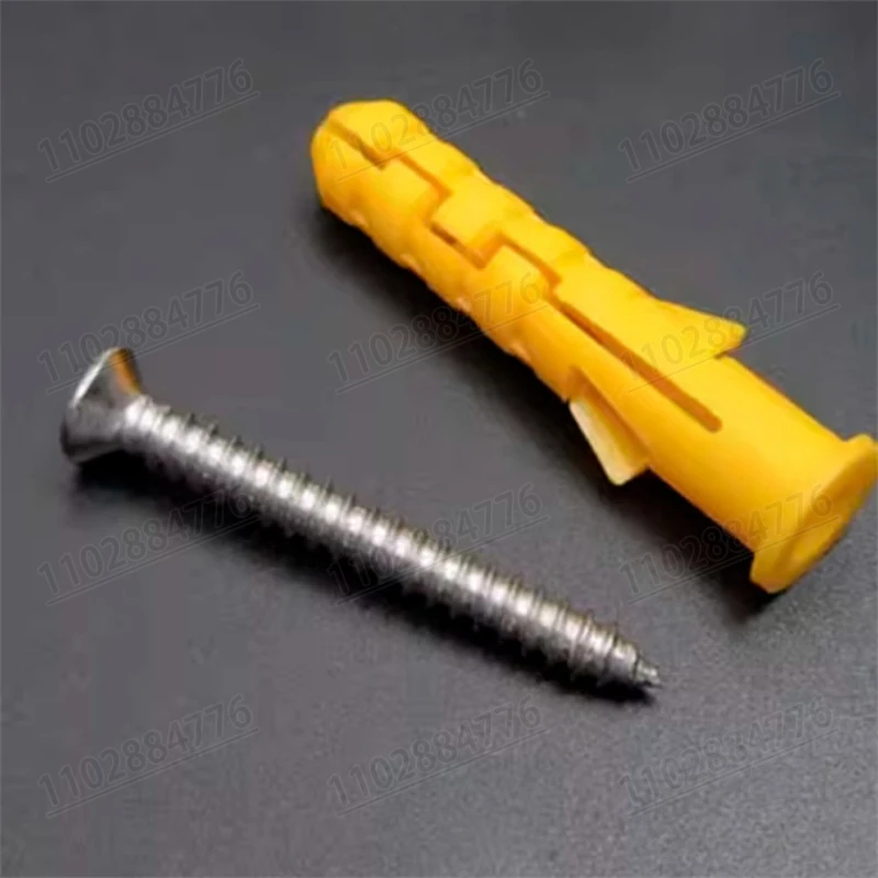 200pieces M6 M8 Yellow Plastic Expansion Pipe Column Concrete Wall Plug Frame Fixing Tube Anchors for to the Fixed on Drywall