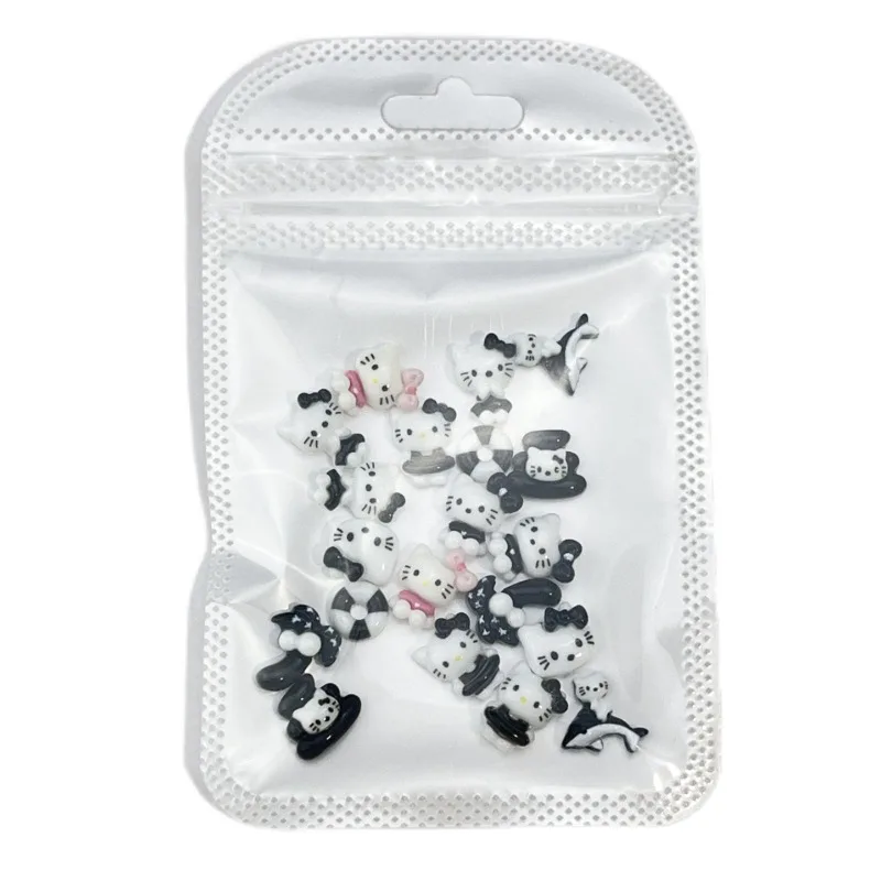 Jolis accessoires pour ongles de dessin animé Hello Kitty, 20 pièces, breloques amusantes pour l'été, conçues pour belles filles