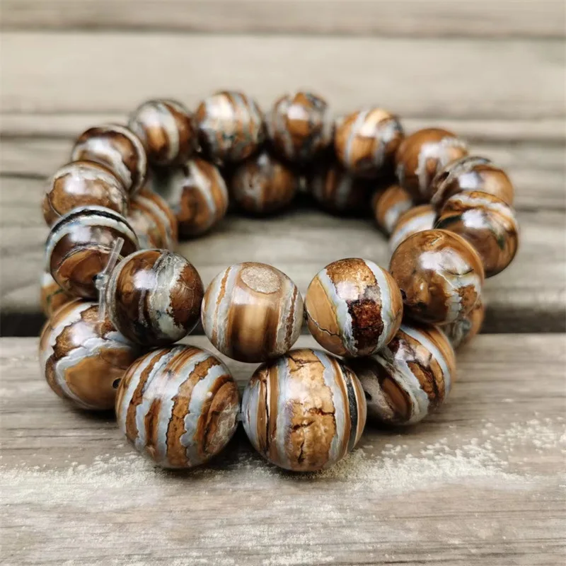 -style molar bead with layered textures and patterns a retro ethnic bracelet