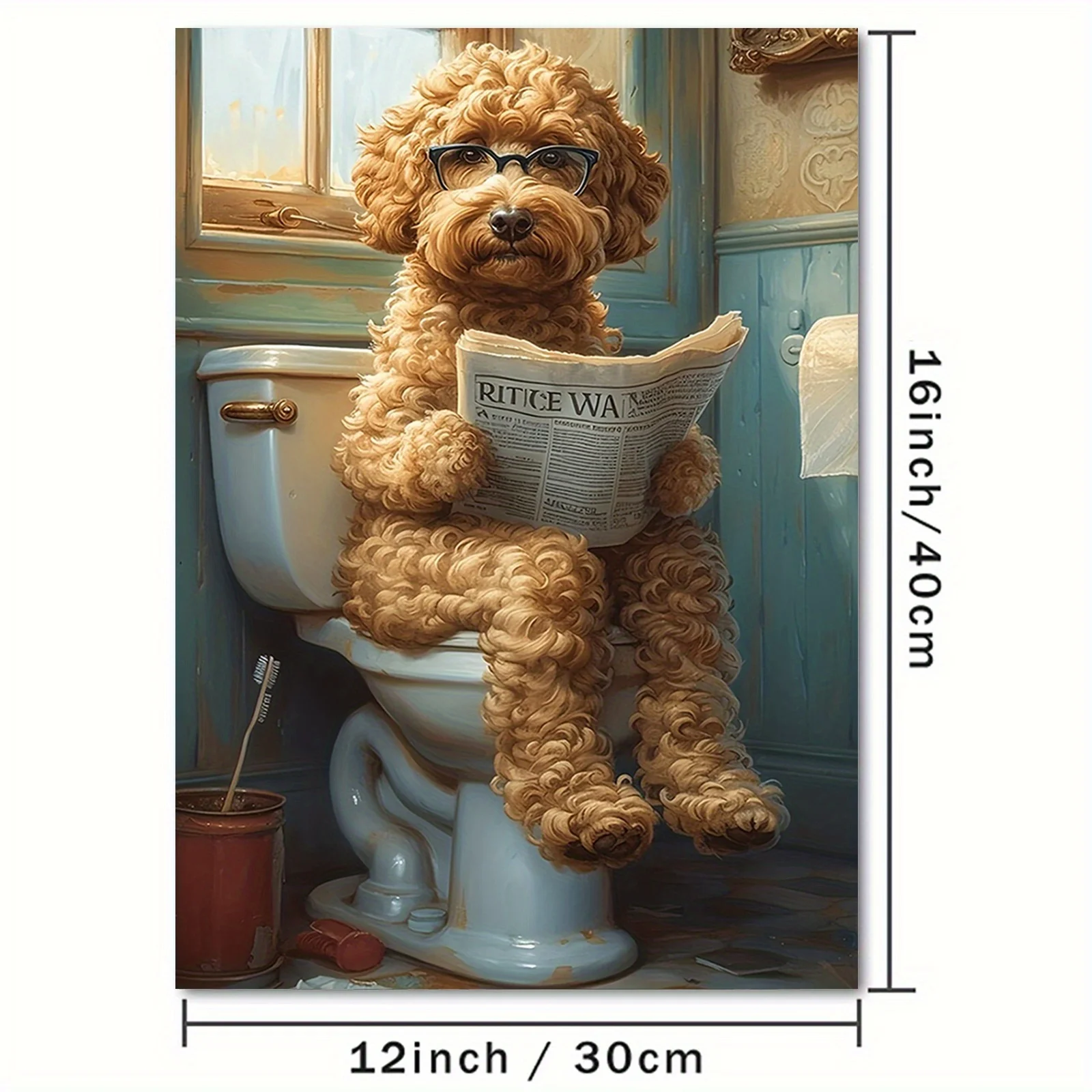 , Goldendoodle Boston Terrier Canvas Art, , Funny Wall Decor for Home, Bedroom, Kitchen, Bathroom, Hotel, Cafe, Room Art Poster,