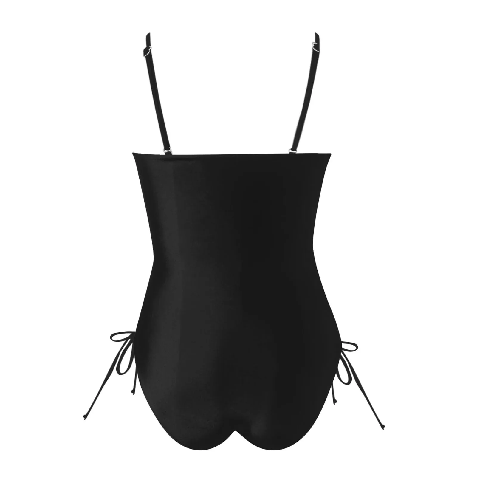 Costume da bagno intero con fasciatura sexy da donna tinta unita avvolgente petto senza schienale con coulisse laterale bikini sottile set monokini con controllo della pancia