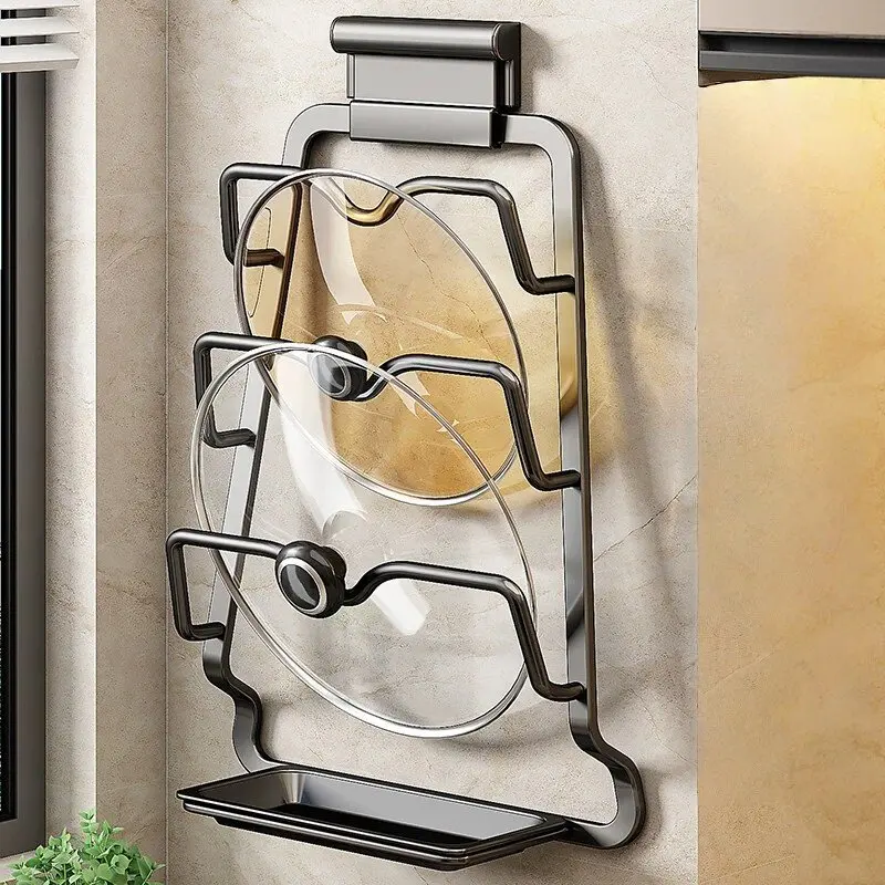 Kitchen lid rack, shelf, wall-mounted storage, cutting board, cutting board rack, space aluminum suction cup