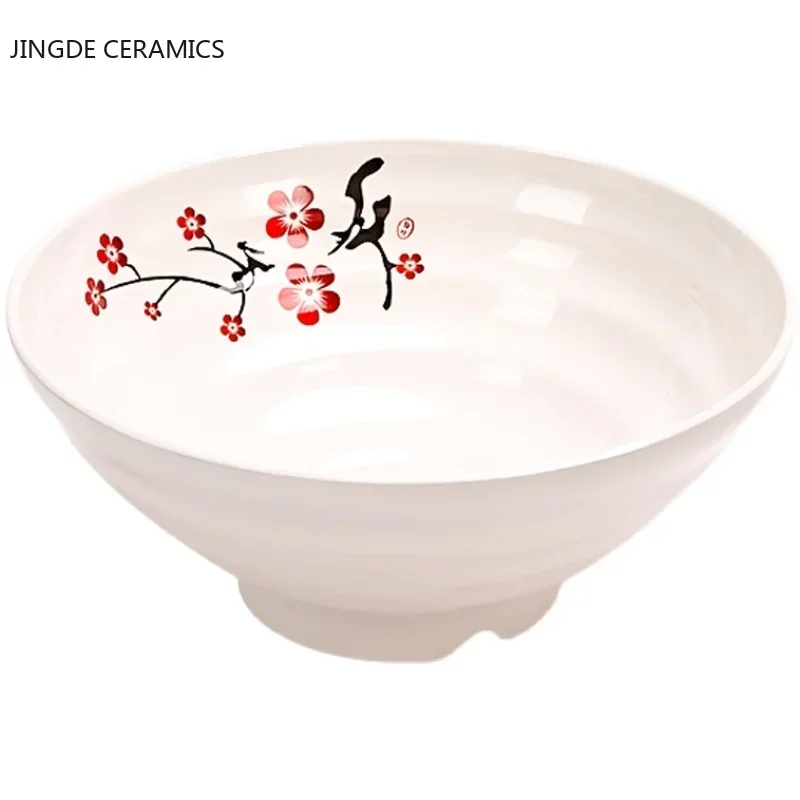 Plants and Flowers Round Plastic Bowl Household Kitchenware Beef Ramen Breakfast Congee Bowl  Snacks Dessert Container Storage