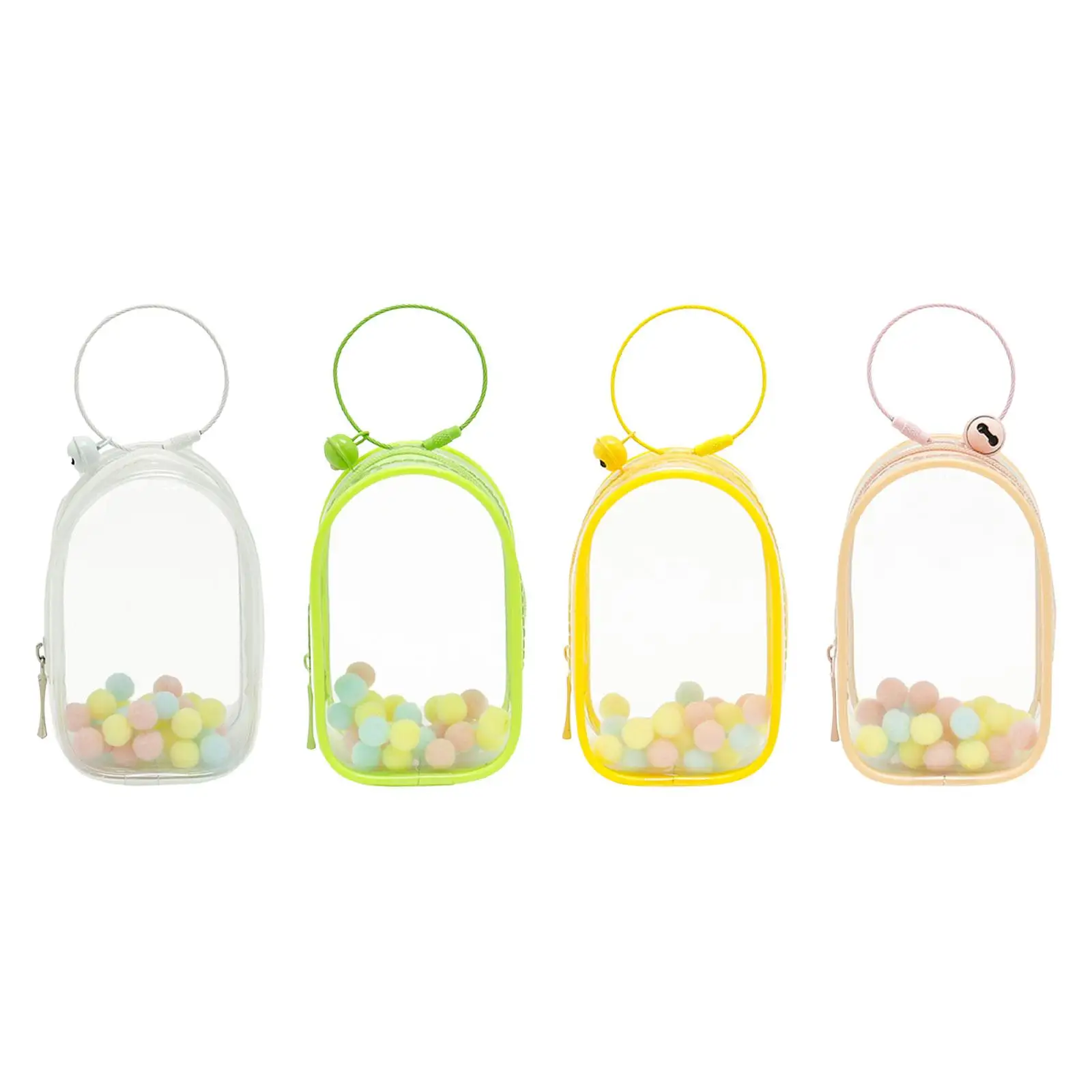 Mini Figures Carrying Case PVC Clear Tiny Pouch Pouch Hanging Figure Storage Bag Mini Figures Doll Display Bag Keychain Charms