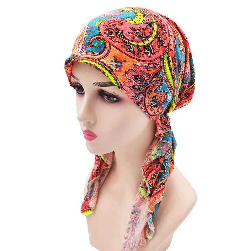 

New Rainbow Print Silk Milk Hair Braided Pattern Chemotherapy Cap Multicolor Dandruff Relief Hat Scarf Hat Summer Season