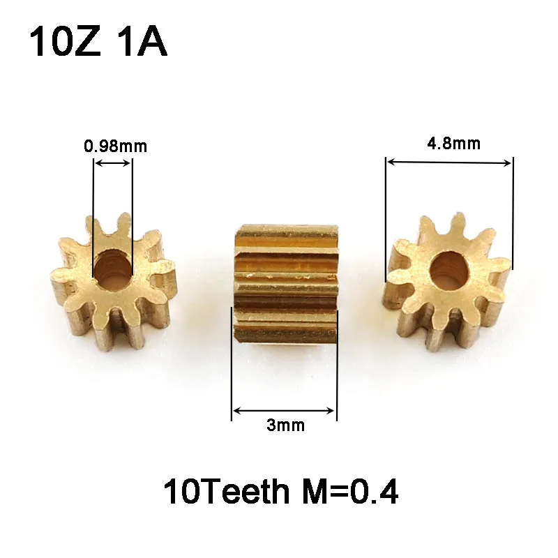 

10Z 0.4M Hole 0.98mm Copper Pinion 10 Teeth OD=4.8mm 10T DIY Model Metal Gear 101A
