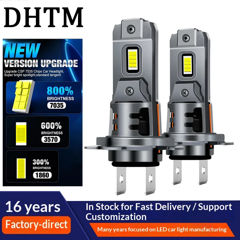 

2Pcs Mini H7 LED Headlight Bulbs CANBUS 6000000LM 2200W Car Turbo Driving Headlamp Error Free 6500K White High Low Beam 12V