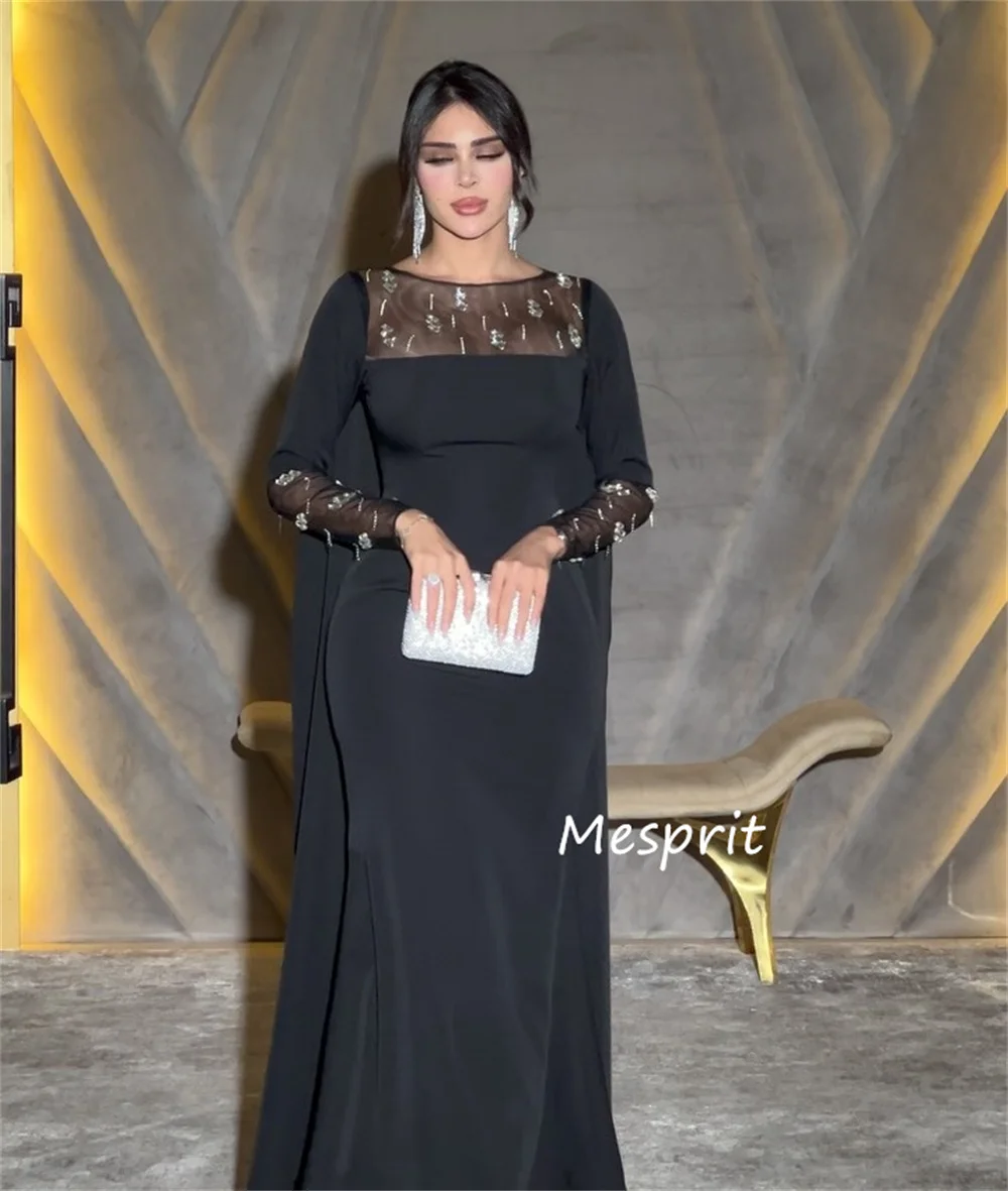 Customized Exquisite Jersey Pleat Sequined Trumpet Scoop Neck Long Dresses Bespoke Occasion Elegant Sizes Available