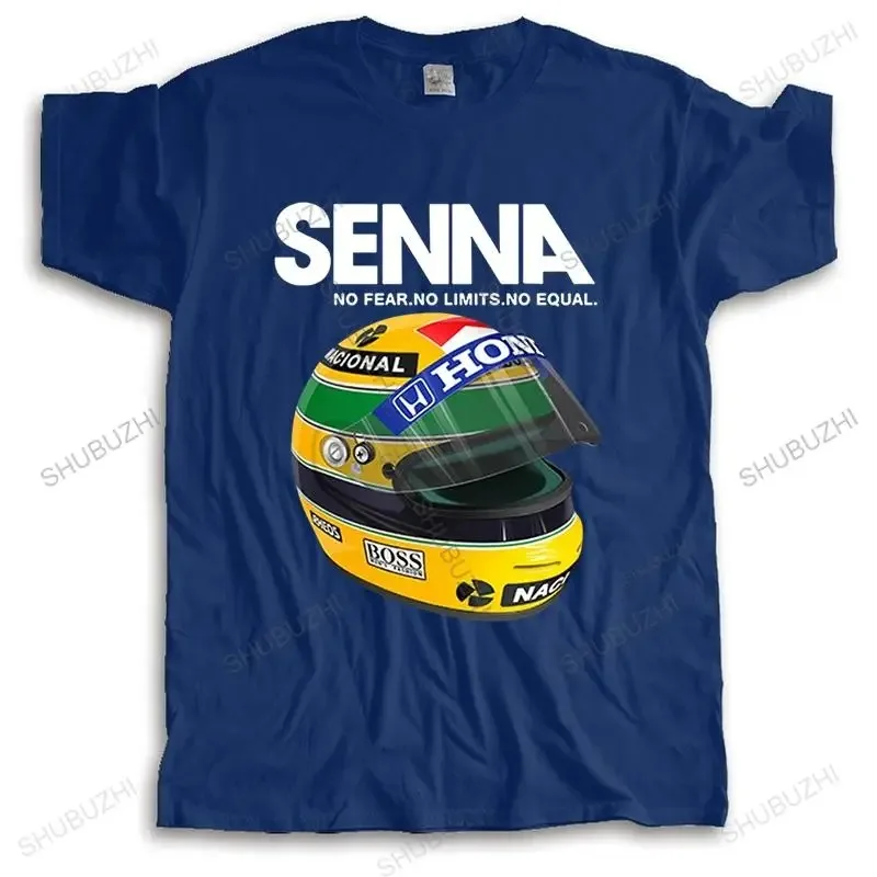 Man Summer Cotton T-shirt Ayrton Senna Helmet Tee Tops Clothing 1 Race Car Man Crew Neck Short Sleeve T Shirt Popular Big Size