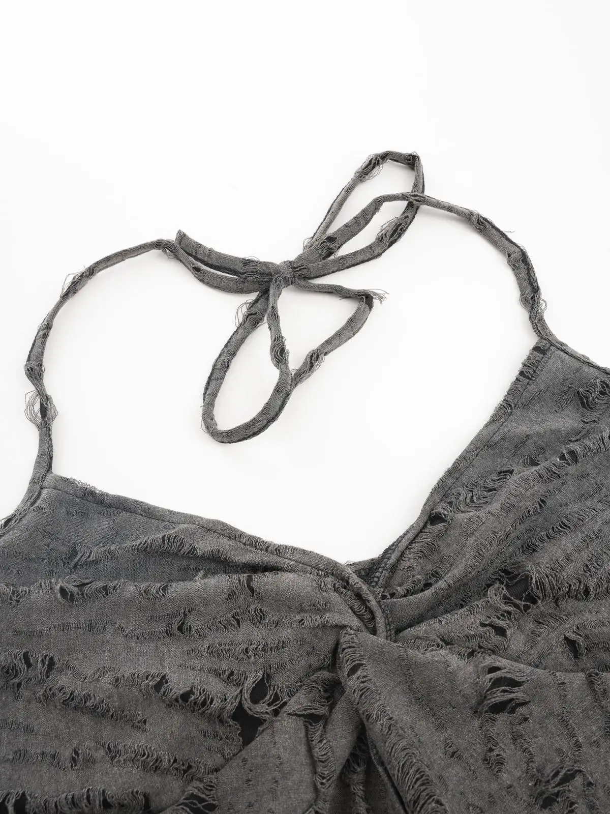 Solid Color Perforated Twisted Strap Frenulum Vest Fashionable Sweet Sexy Slim Fit Short Vest 2025 Summer New Women's Top