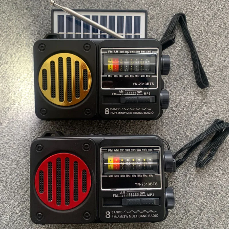 Portable Emergency Radio Solar FM AM SW1-6 Radio Receiver Bluetooth Speaker with Flashlight TF Card USB Drive MP3 Music Player