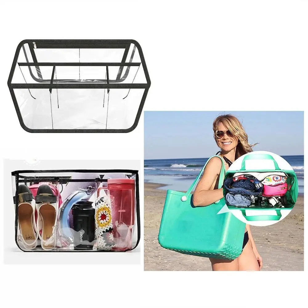 

Transparent Clear Beach Bag Organizer Bath Wash Case PVC Makeup Bags Cosmetic Divider Storage Inner Pouch for Bogg Bag