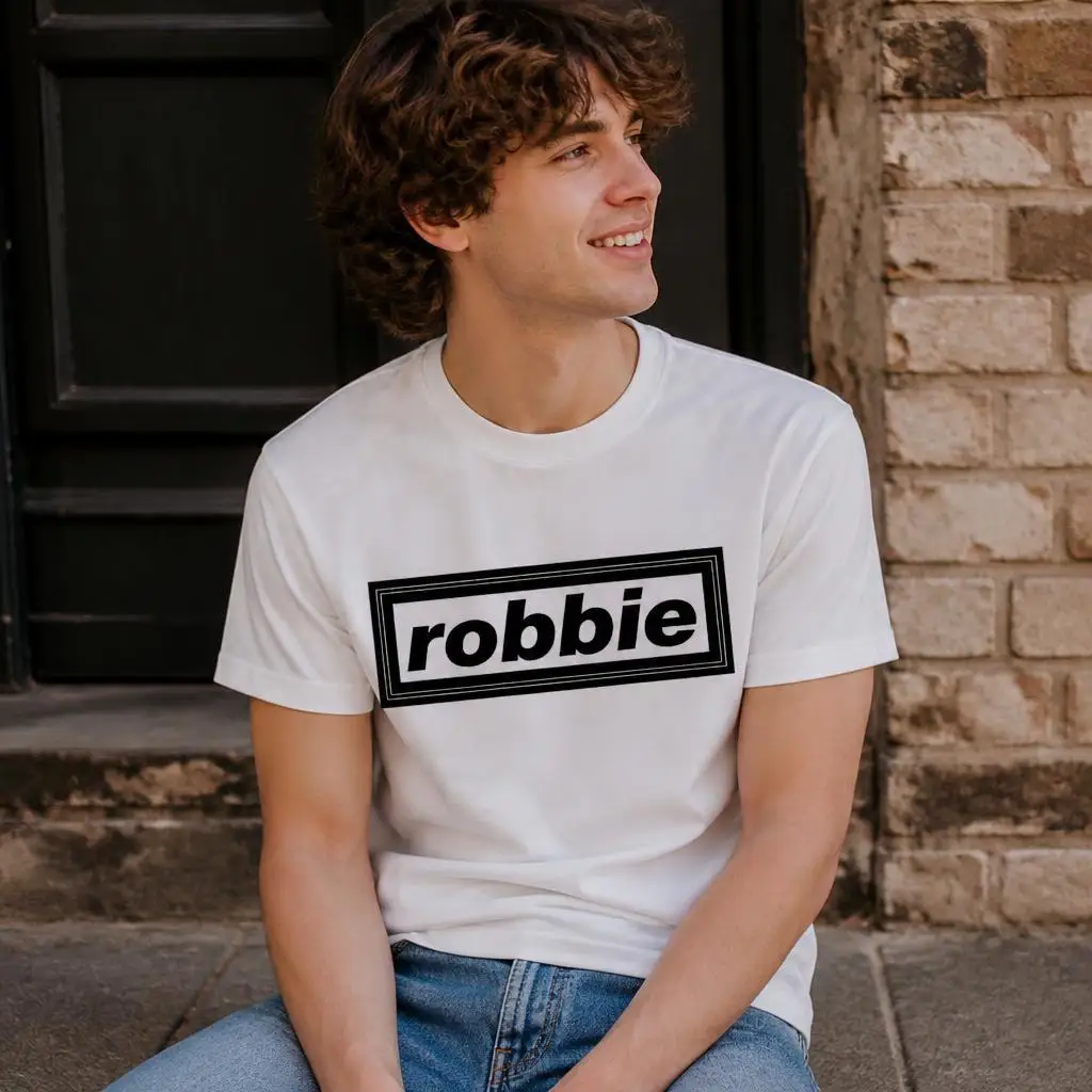 ROBBIE by Robbie Williams T-Shirts for Men Pure Cotton Tees Round Collar Short Sleeve T Shirts