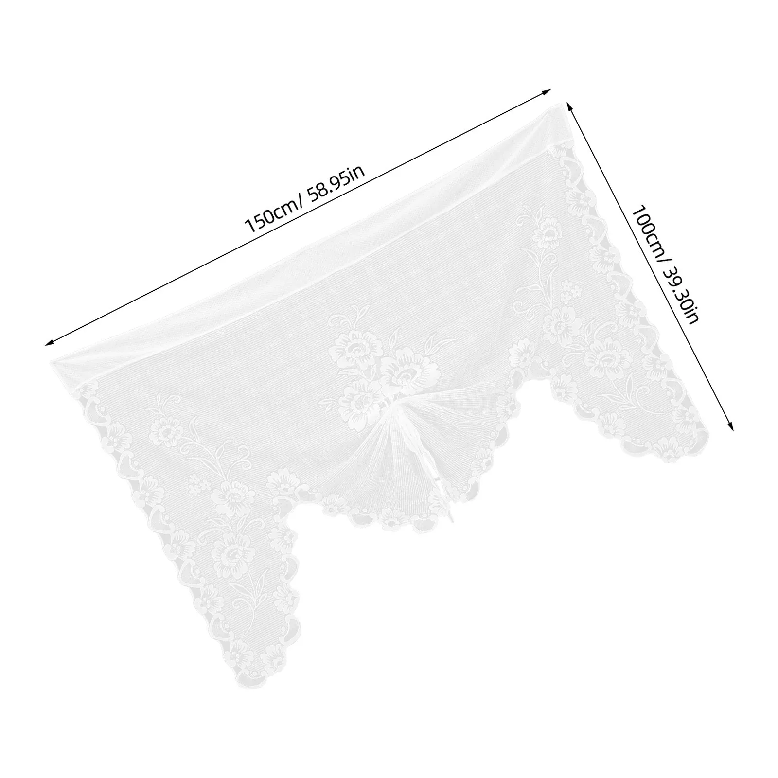 ستارة غنيمة من الدانتيل بالزهور البيضاء: لوحة جيب بقضيب شفاف للمطبخ والحمام وغرفة النوم والمقهى وستارة سحب لأعلى، #4